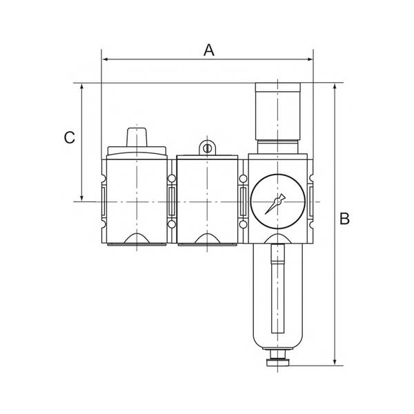 RIEGLER Wartungsstation SAFETY »FUTURA«, Kugelhahn-Anfahrventil-Filterregler, HA, BG 4, G 3/4, PE 2,5 - 16 bar, Regelber