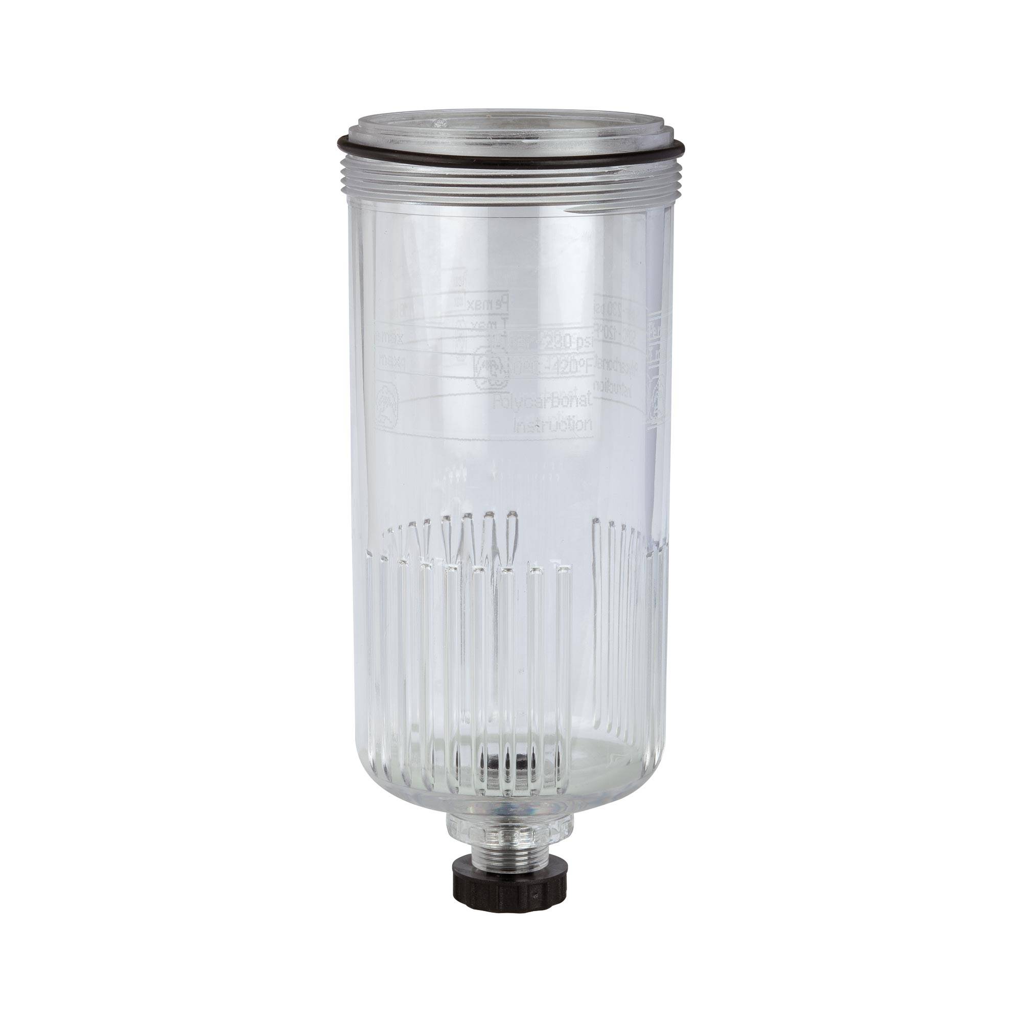 RIEGLER Polycarbonatbehälter, inkl. O-Ring, mit halbautomatischem Ablassventil, für »multifix«, BG 3, G 1/2 und G 3/4 un-0