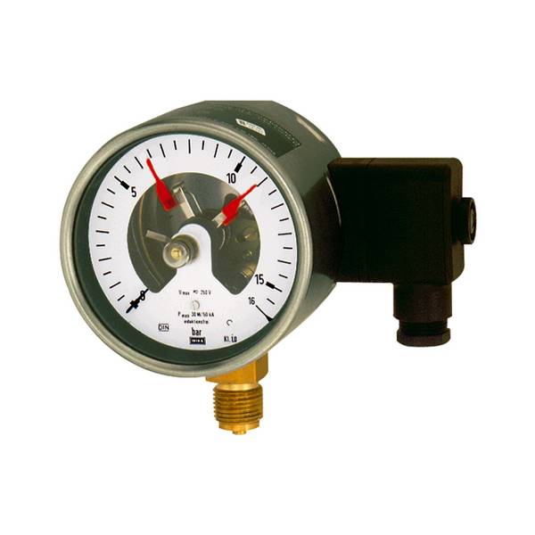 WIKA Kontaktmanometer mit Magnetspringkontakt, Anschluss radial unten, G 1/2, Typ PGS21, Güteklasse 1,0, Messber. 0 - 60