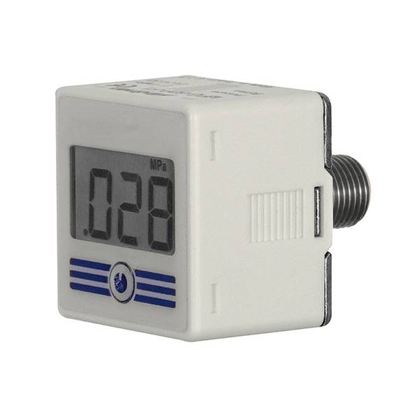 RIEGLER Digitalmanometer mit Hintergrundbeleuchtung, Messbereich 0 - 10 bar, R 1/4 AG - M5 IG. Digitalmanometer in stab