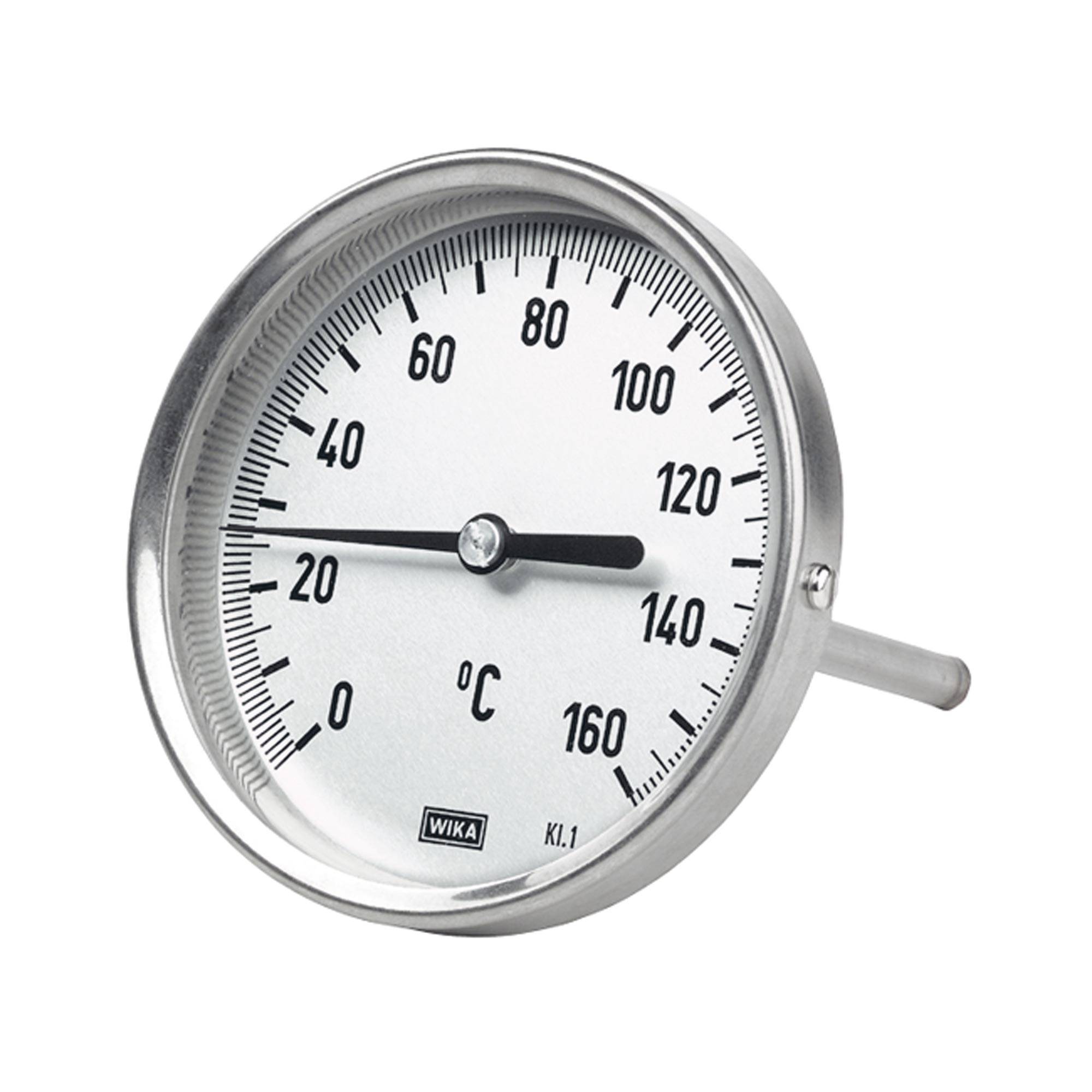 WIKA Bimetallthermometer, Industrieausf., Anschluss hinten, G 1/2, Tauchschaftlänge 100 mm, Ø 100 mm, Anzeigebereich 0 °-0