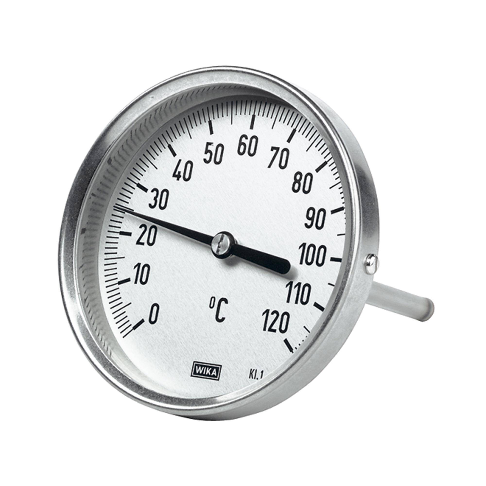 WIKA Bimetallthermometer, hochwertige Ausf., Anschluss hinten, f. Schutzrohr Typen SR01, SR11, SR21, Ø100mm, Anzeigeber.-0