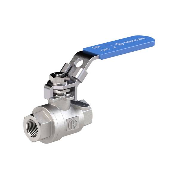 RIEGLER Edelstahlkugelhahn, 2-teilig, Innen-/Innengewinde, G 1/2, DN 15, Betriebstemperatur -20 °C bis 180 °C, PN max. 6