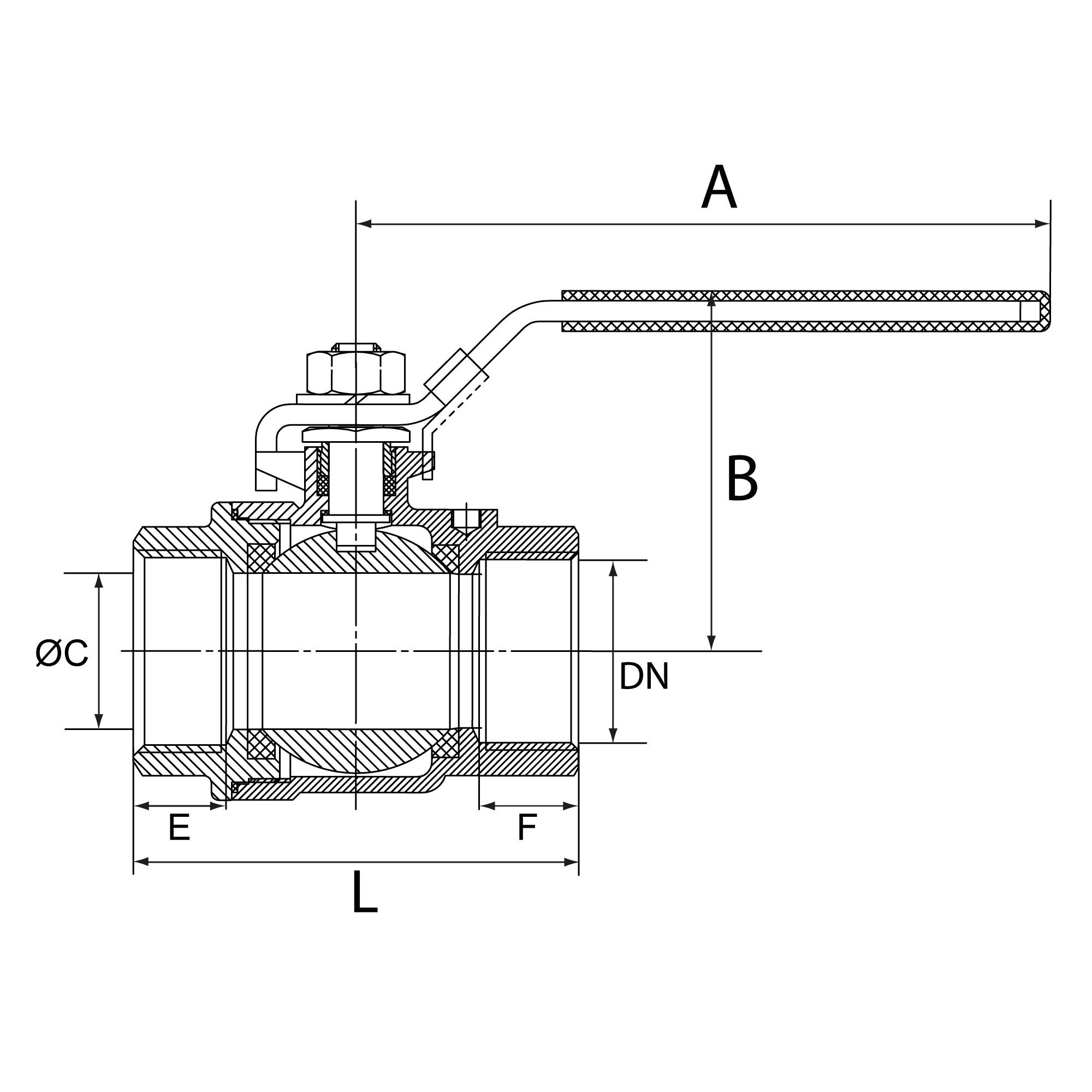 RIEGLER Edelstahlkugelhahn, 2-teilig, Innen-/Innengewinde, G 1/2, DN 15, Betriebstemperatur -20 °C bis 180 °C, PN max. 6-1