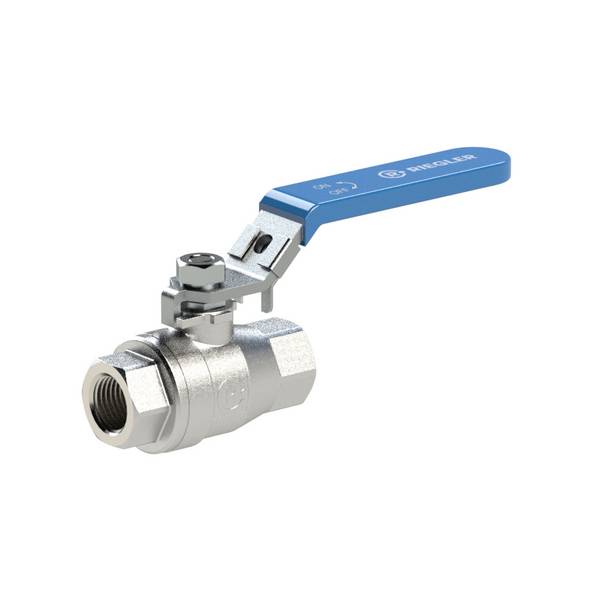 RIEGLER Edelstahlkugelhahn, 2-teilig, Baulänge nach DIN 3202-M3, G 1 1/2, DN 40, Betriebstemperatur -20° bis 180 °C, PN
