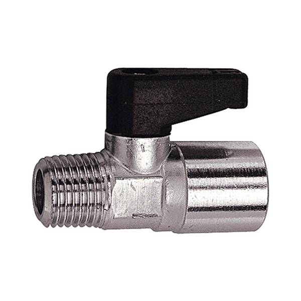RIEGLER Mini-Kugelhahn mit Drehgriff, MS vern., Mediums-/ Umgebungstemp. -10 °C bis 80 °C, R/Rp 3/8 AG / 1/4 IG, DN 5,5,