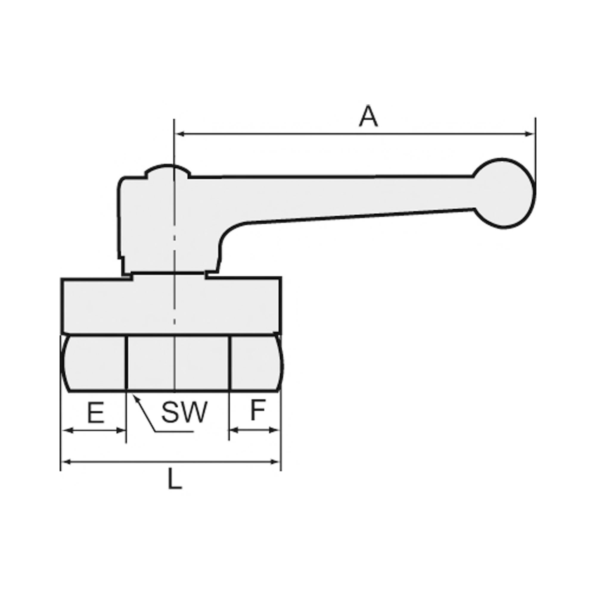 RIEGLER Mini-Kugelhahn, sandgestrahlt, MS vern., Handhebel, Mediums-/ Umgebungstemp. -10 °C bis 90 °C, G 3/8 IG, DN 8, P-2