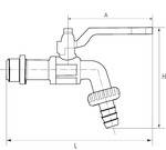 RIEGLER Kugelauslaufhahn, Messing vernickelt, Temperaturbereich -20 °C bis 80 °C, G 1/2 AG, DN 15, PN max. 15 bar. Mit-1