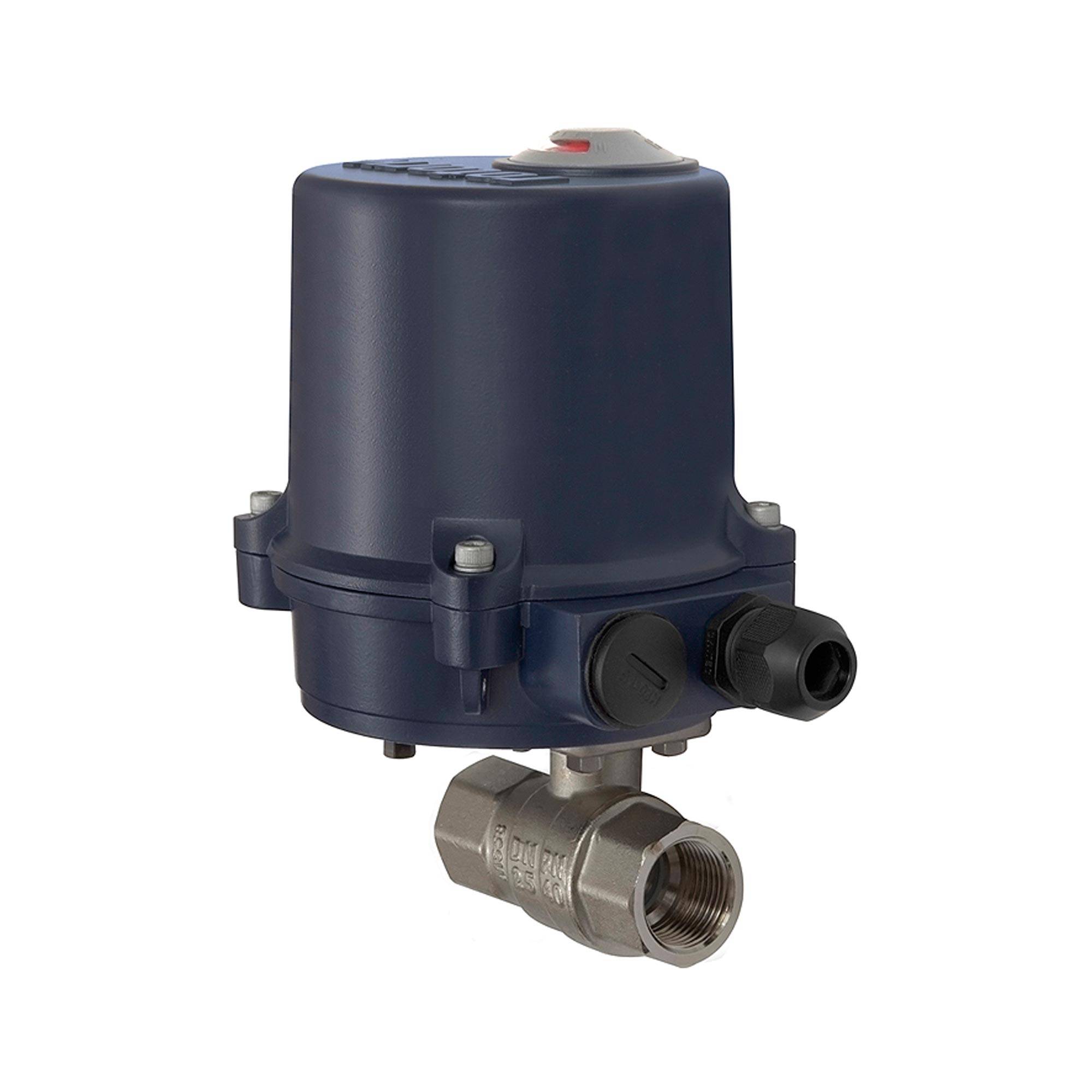 RIEGLER 2-Wege-Messingkugelhahn, elektr. Stellantrieb, 24 V DC, Betriebstemperatur -20 °C bis 70 °C, Rp 1/2, DN 15, PN m-0