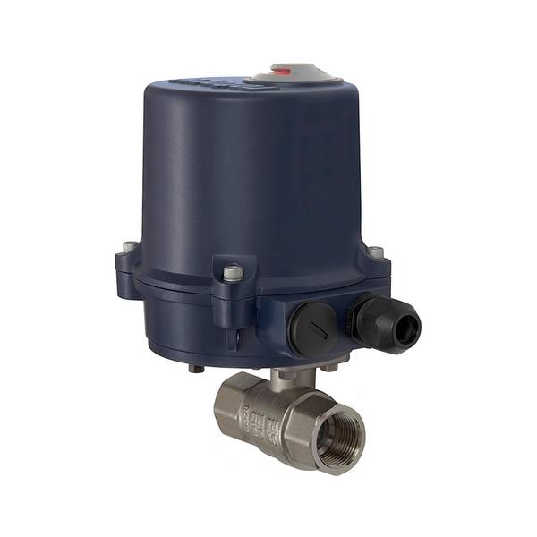 RIEGLER 2-Wege-Messingkugelhahn, elektr. Stellantrieb, 24 V DC, Betriebstemperatur -20 °C bis 70 °C, Rp 1/2, DN 15, PN m