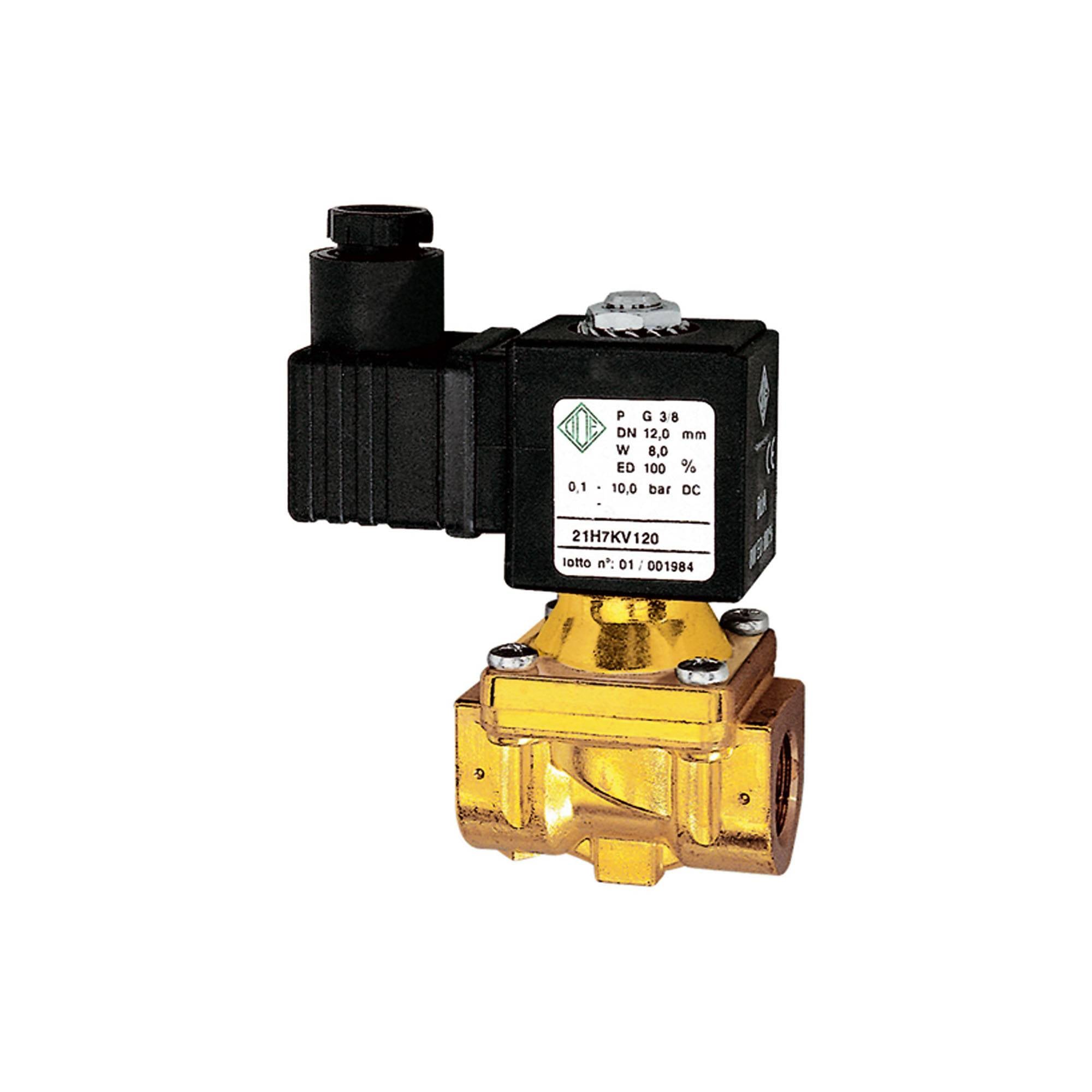 RIEGLER 2/2-Wege-MV, MS, NC, vorgesteuert, 230 - 240V, 50 - 60Hz, 16VA, Mediumstemp. -10°C bis 140°C, FKM, G 3/8, PN 0,1-0