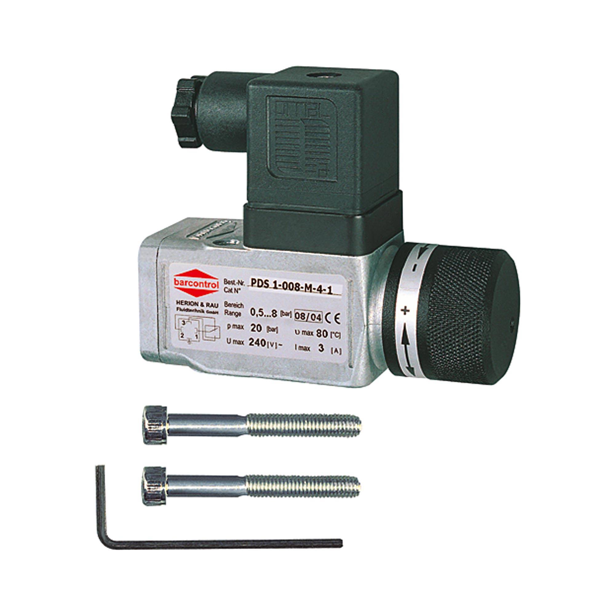 RIEGLER Druckschalter, elektr. Form A, Spezialdruckguss, Temp. -20 °C bis 80 °C, G 1/4, Einstellb. 1 - 16 bar, max. 250