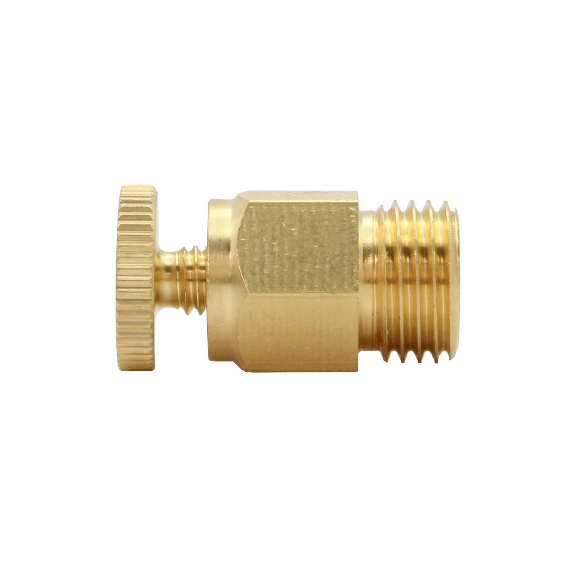 RIEGLER Ablass- und Entlüftungsventil, Messing, gerade Form, Rändelschraube, Betriebstemp. max. 90 °C, G 1/4, PN max. 25