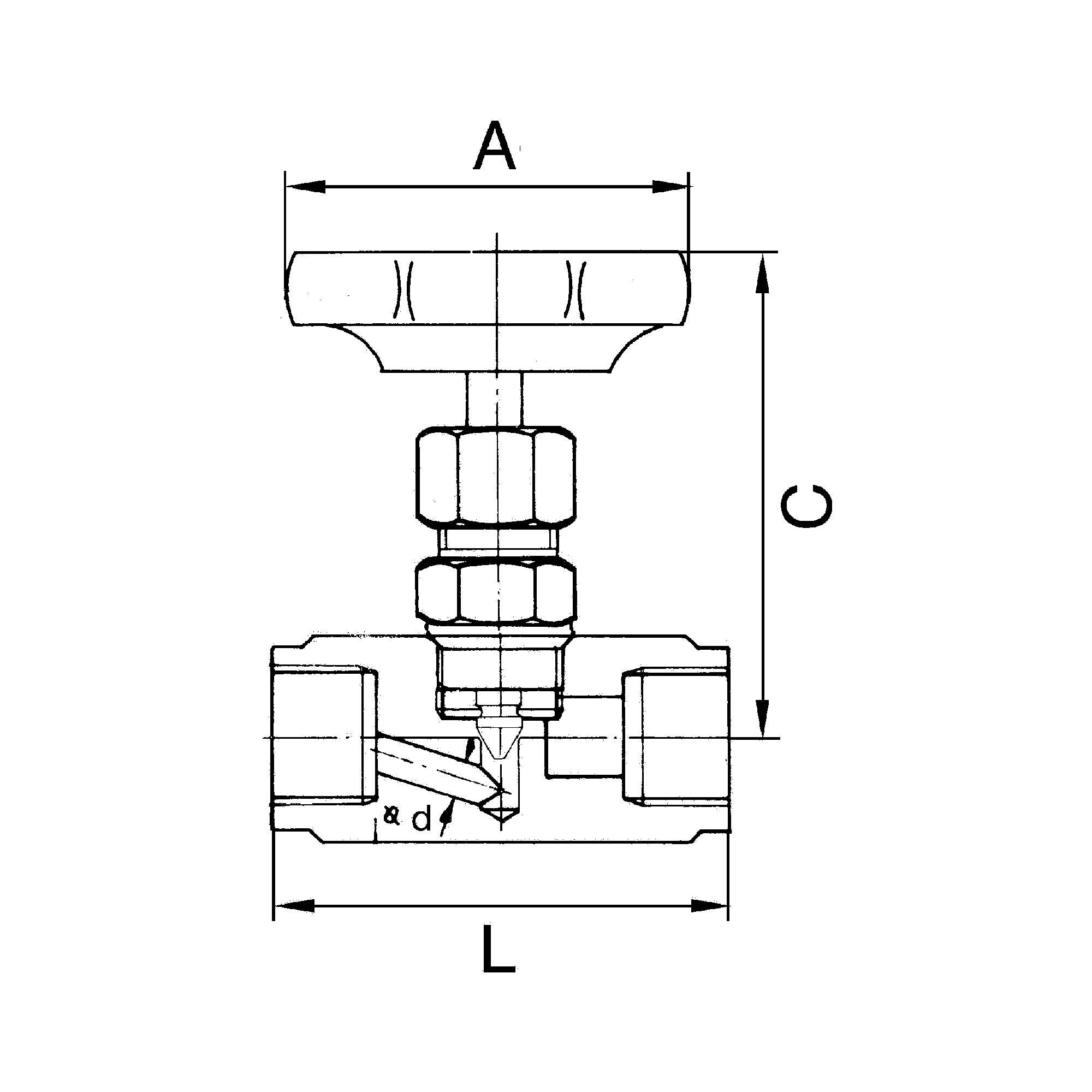RIEGLER Nadelventil, Edelstahl 1.4571, Betriebstemperatur -20 °C bis 120 °C, G 1/2, DN 8, PN max. 400 bar-1
