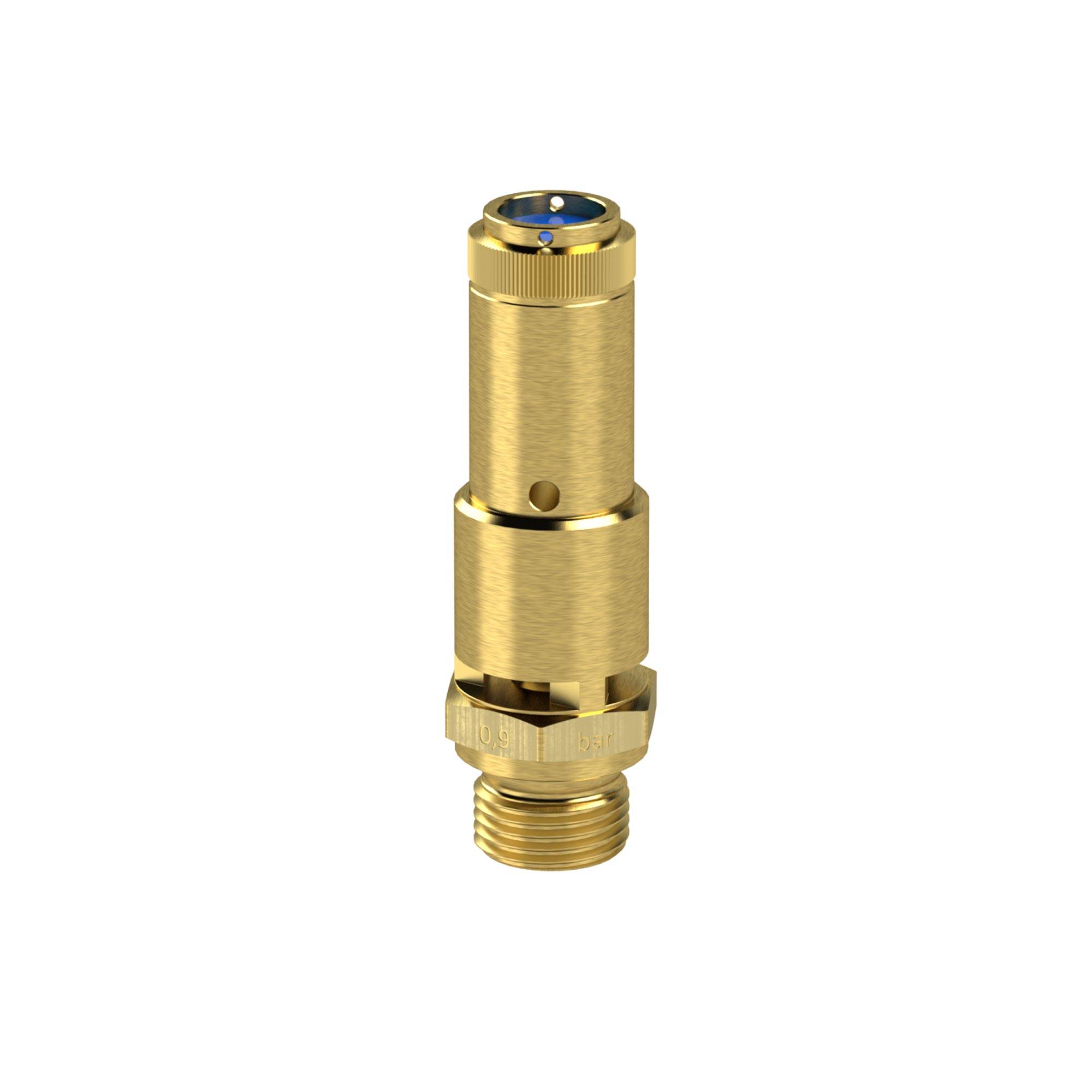 RIEGLER Sicherheitsventil DN 10, Messing, Betriebstemperatur -25 °C bis 180 °C, G 3/4, SW 32, Ansprechdruck 11 bar, baum-0