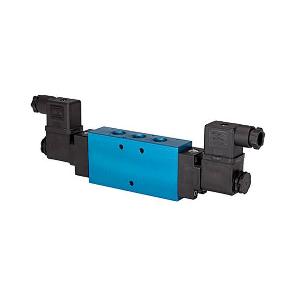 RIEGLER 5/2-Wegeventil, beids.elektromagnetisch, bistabil, G1/2, 230V,50 Hz, Betriebsdr. 2,5 - 10 bar, Betriebstemp. -10