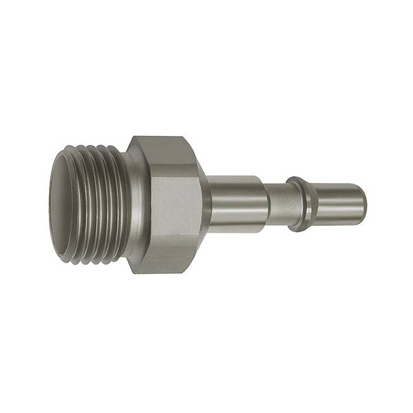RIEGLER Nippel für Druckknopf-Sicherheitskupplungen NW 6, ISO 6150 C, Edelstahl, G 3/8 AG, max. 12 bar, Temp. -20 °C bis