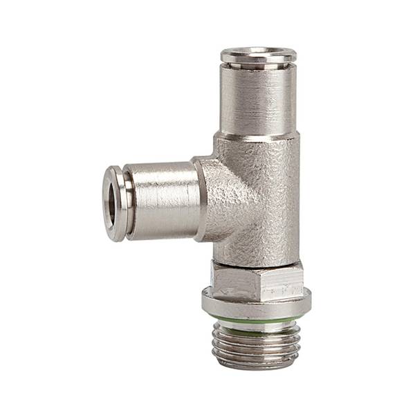RIEGLER T-Steckverschraubung L-Form »metallica«, drehbar, G 3/8 a., Schlauch-Außen-Ø 10 mm, Arbeitsdruck -0,98 bis 16 ba