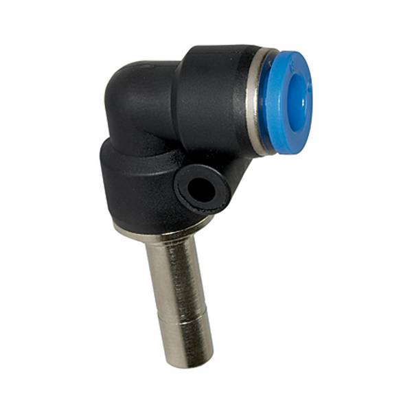 RIEGLER L-Steckverbindung, Stecknippel 6 mm »Blaue Serie« mini, für Schlauch-Außen-Ø 6 mm, pmax 10 bar, Kunststoff/MS ve