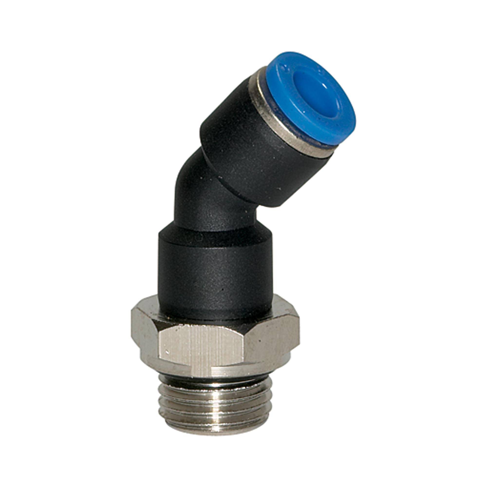 RIEGLER Steckverschraubung 45° »Blaue Serie«, drehbar, G 1/8 a., für Schlauch-Außen-Ø 8 mm, pmax kurzzeitig 15 bar, Kuns-0