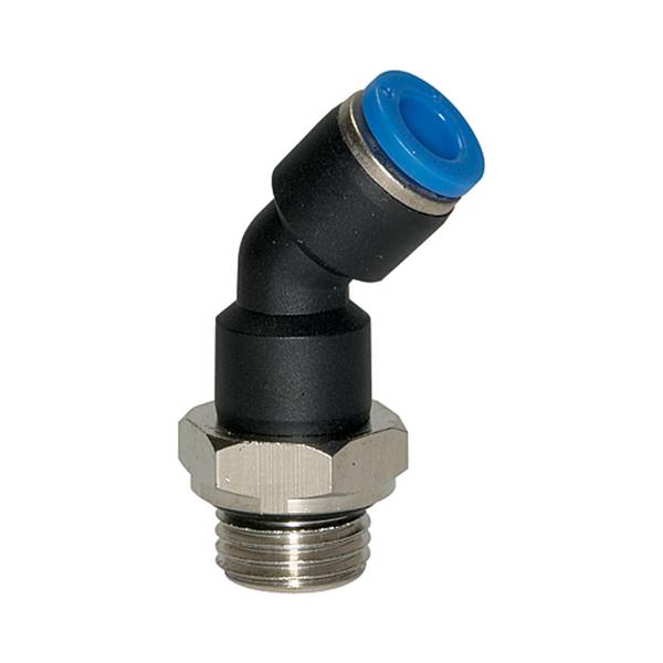RIEGLER Steckverschraubung 45° »Blaue Serie«, drehbar, G 1/8 a., für Schlauch-Außen-Ø 8 mm, pmax kurzzeitig 15 bar, Kuns