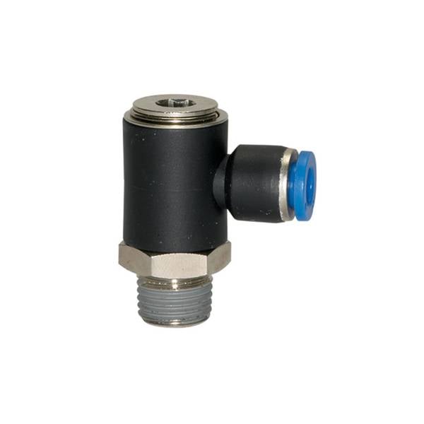 RIEGLER L-Steckverschraubung »Blaue Serie«, drehbar, R 3/8 a., für Schlauch-Außen-Ø 10 mm, pmax kurzzeitig 15 bar, KS/MS