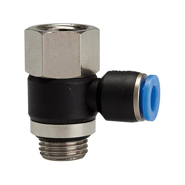 RIEGLER L-Steckverschraubung »Blaue Serie«, drehbar, G 1/4 i./a., f. Schlauch-Außen-Ø 12 mm, pmax kurzzeitig 15 bar, Kun