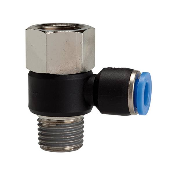 RIEGLER L-Steckverschr. »Blaue Serie«, drehbar, G/R 1/8 i./a., für Schlauch-Außen-Ø 10 mm, pmax kurzzeitig 15 bar, Kunst