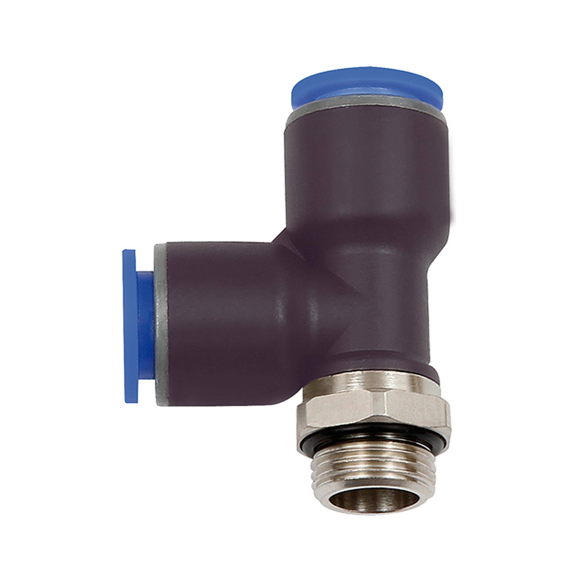 RIEGLER T-Steckverschr. »Blaue Serie«, L-Form, drehbar, G 1/2 a., für Schlauch-Außen-Ø 12 mm, pmax kurzzeitig 15 bar, Ku-0