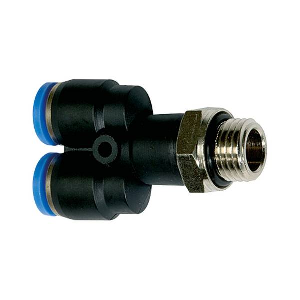 RIEGLER Y-Steckverschraubung »Blaue Serie«, drehbar, G 1/2 a., für Schlauch-Außen-Ø 12 mm, pmax kurzzeitig 15 bar, Kunst