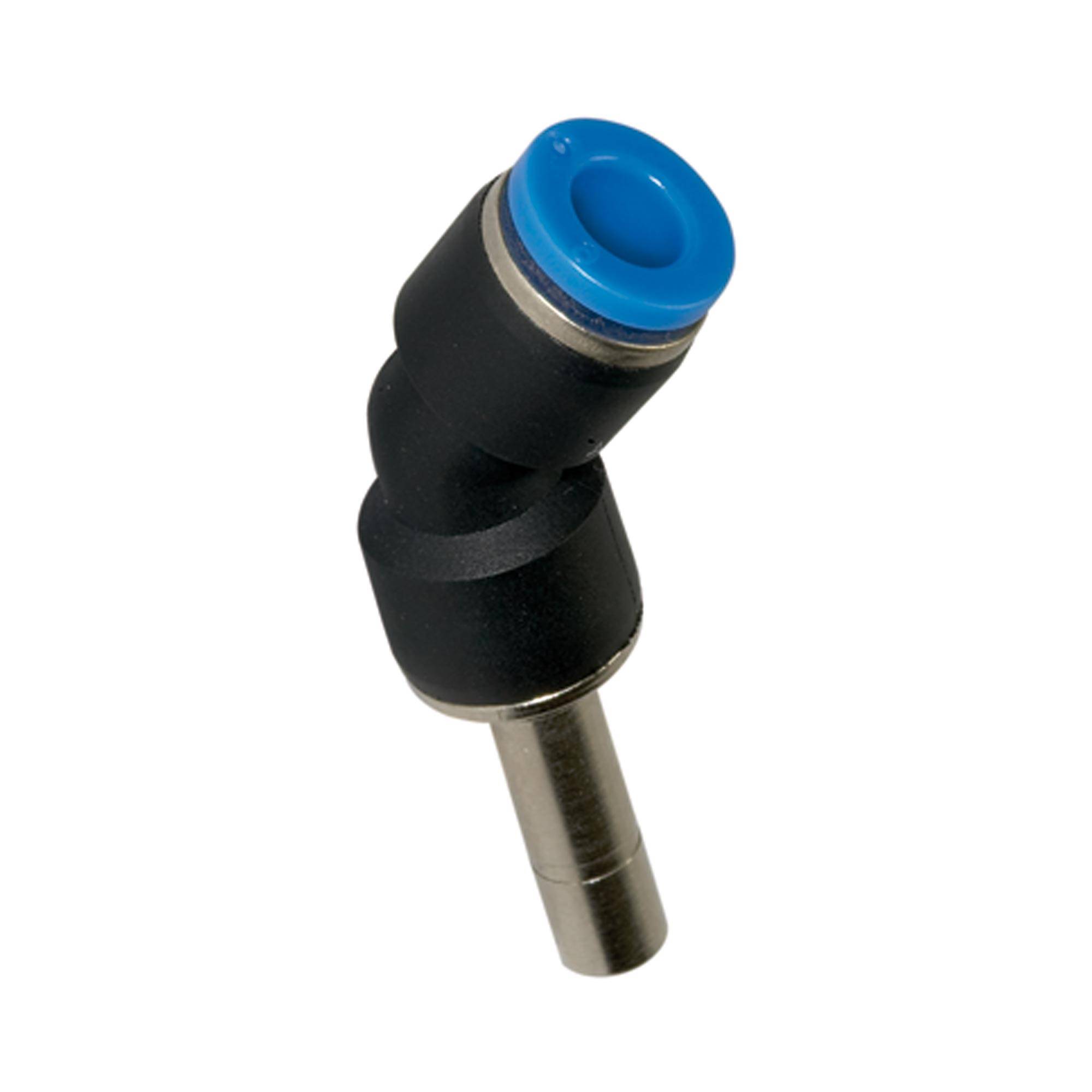 RIEGLER Steckverbindung 45°, Stecknippel 8 mm »Blaue Serie«, für Schlauch-Außen-Ø 8 mm, pmax kurzzeitig 15 bar, Kunststo-0