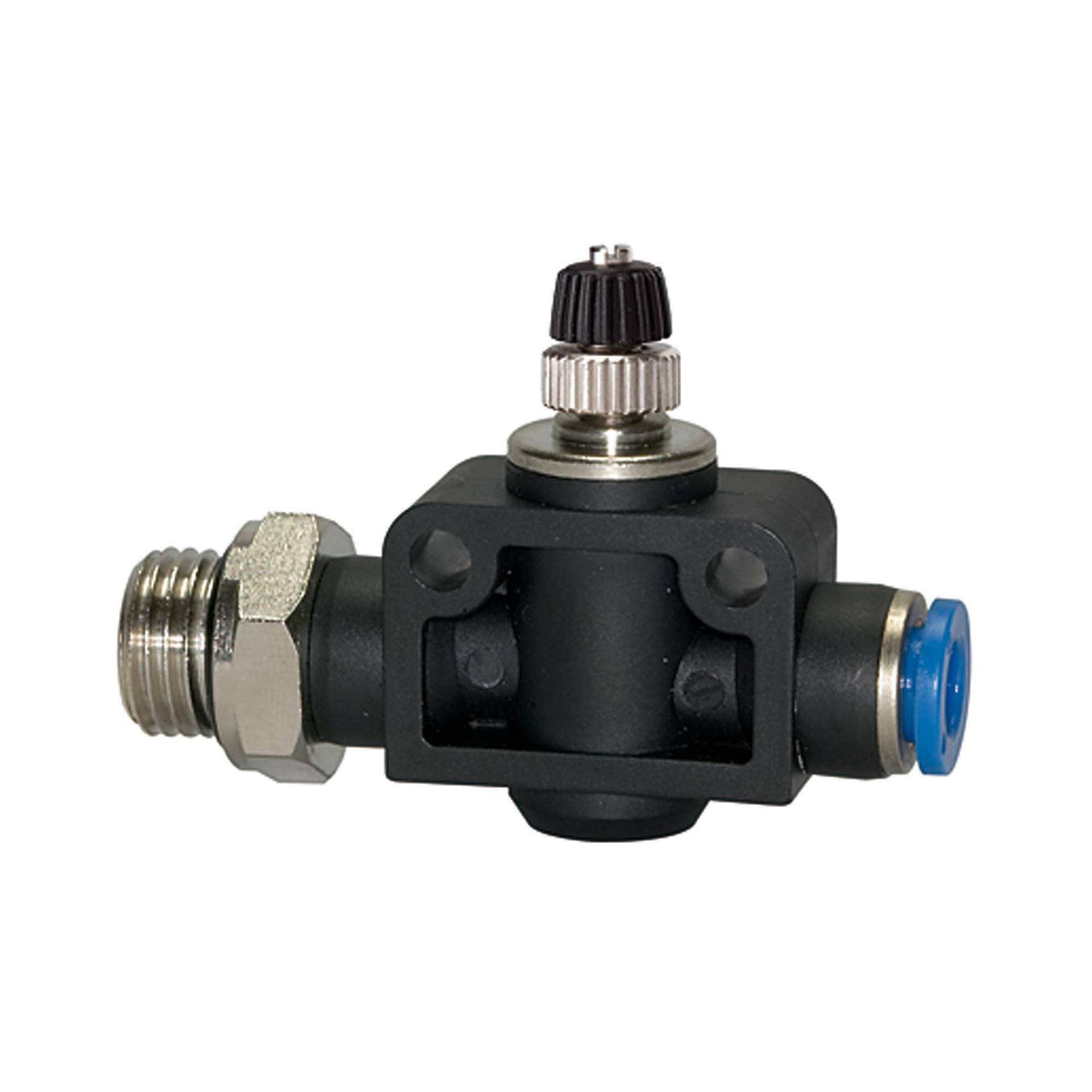 RIEGLER Drosselrückschlagventil »Blaue Serie«, gerade, G 1/2 a., f. Schlauch-A-Ø 12 mm, pmax kurzzeitig 15bar, KS/Ms ver-0