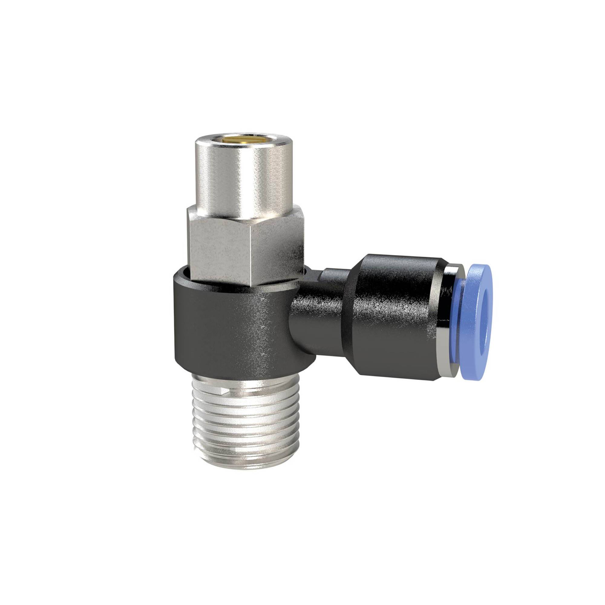RIEGLER Drosselrückschlagventil »Blaue Serie«, Abluftdros., R 1/8 a., f. Schl.-Außen-Ø 4 mm, pmax kurzzeitig 15 bar, Kun-0