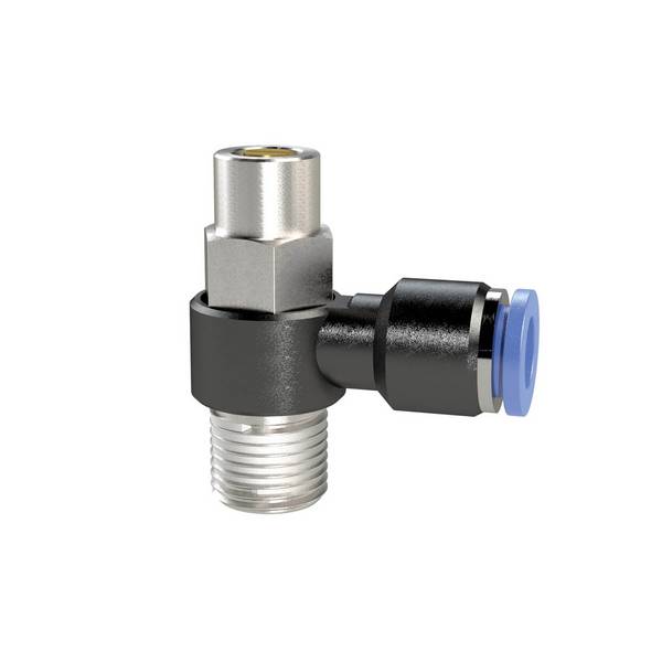 RIEGLER Drosselrückschlagventil »Blaue Serie«, Abluftdros., R 1/8 a., f. Schl.-Außen-Ø 8 mm, pmax kurzzeitig 15 bar, Kun