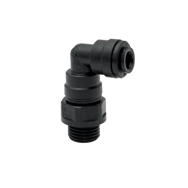 RIEGLER Winkel-Einschraubverschraubung POM, G 1/2 a., für Schlauch-Außen-Ø 12 mm, Arbeitsdruck -0,95 bis 10 bar .  Schne