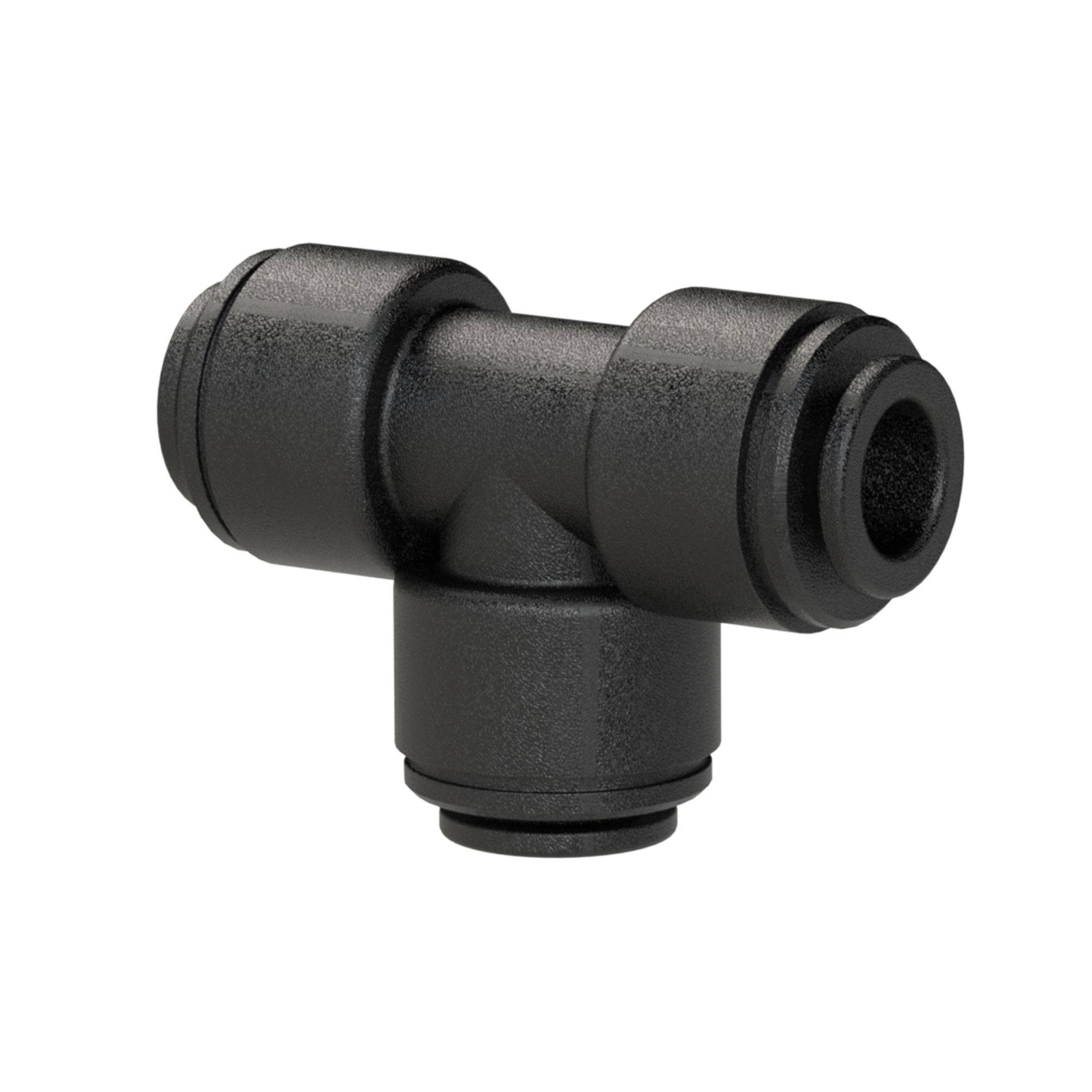 RIEGLER T-Verbinder POM, für Rohr-Außen-Ø 5 mm, Arbeitsdruck -0,95 bis 16 bar . Schnellsteckverbinder mit hoher Festigk-0