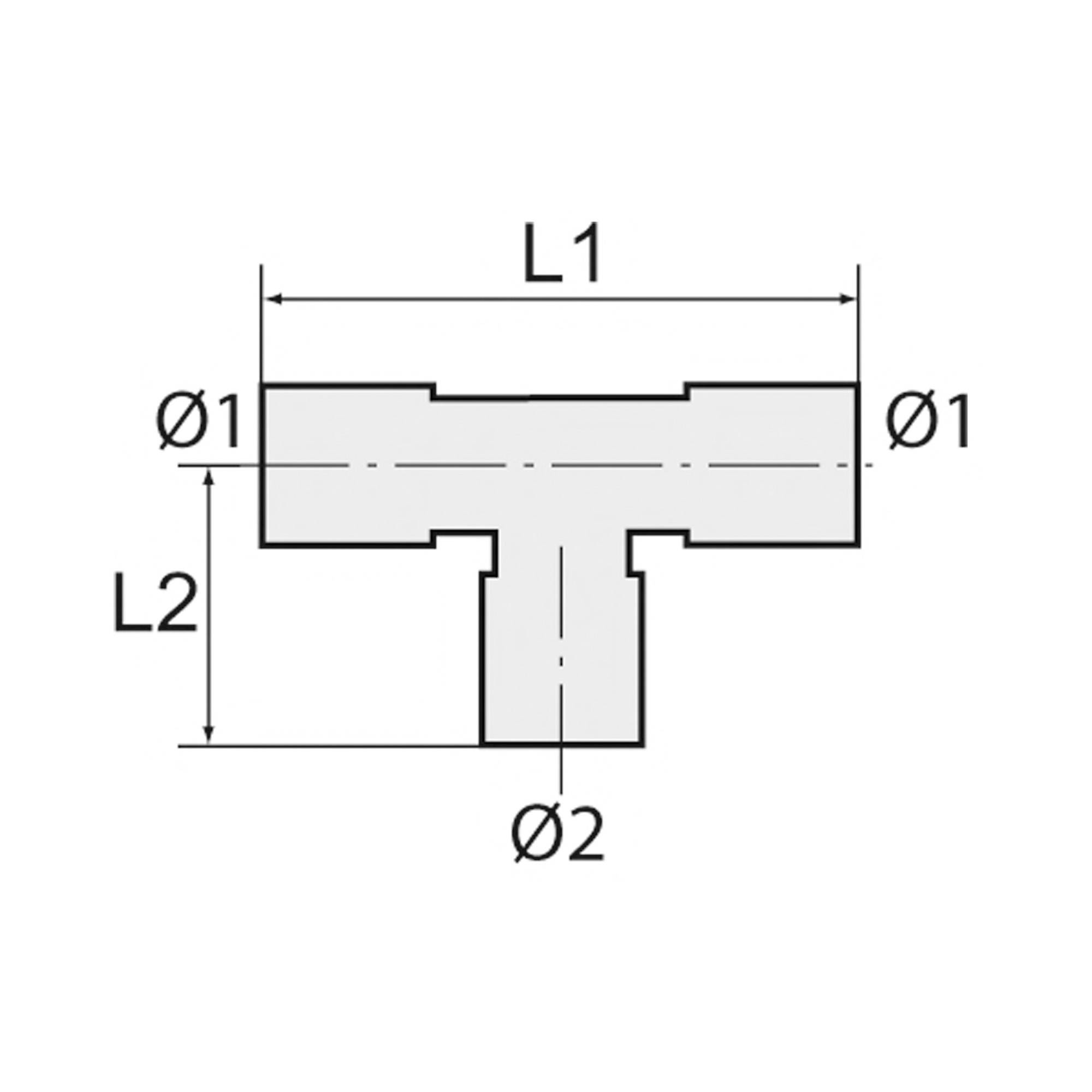 RIEGLER T-Reduzierverbinder POM, für Rohr-Außen-Ø1 22 mm, für Rohr-Außen-Ø2 15 mm, Arbeitsdruck -0,95 bis 10 bar . Schn-0