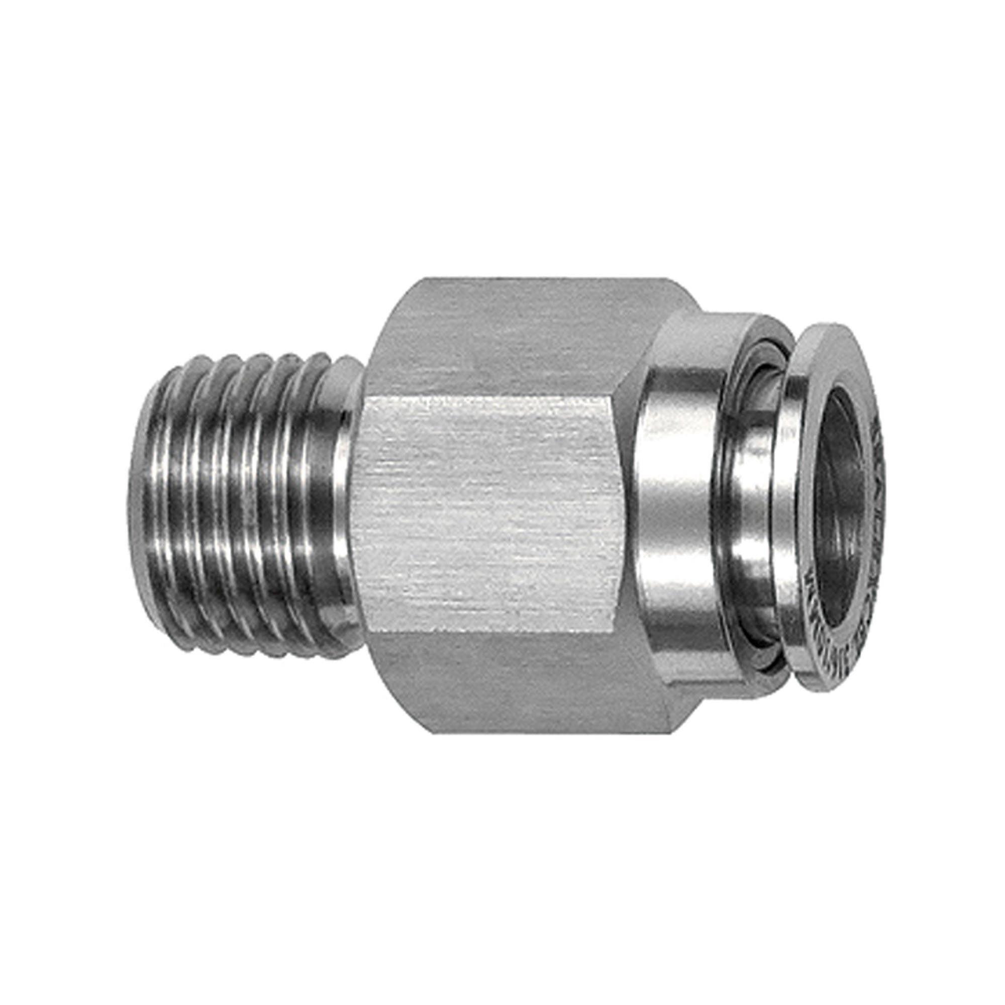 RIEGLER Gerade Steckverschraubung, Außensechskant, R 1/4 a., für Schlauch-Außen-Ø 6 mm, Arbeitsdruck -0,98 - 20 bar, Ede-0