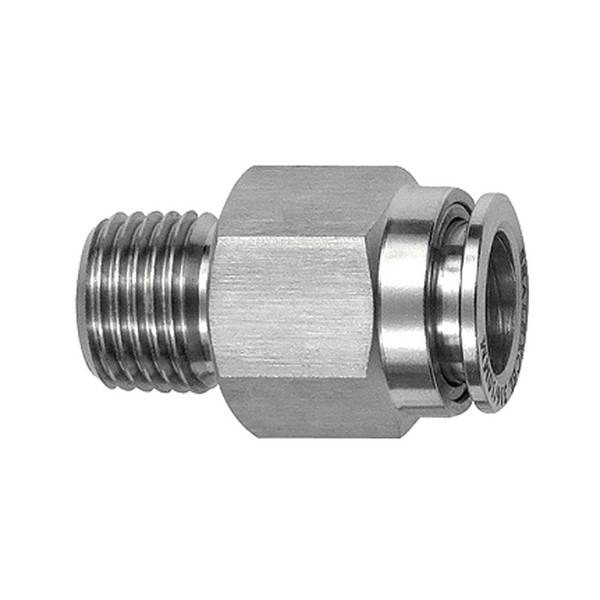 RIEGLER Gerade Steckverschraubung, Außensechskant, R 1/4 a., für Schlauch-Außen-Ø 6 mm, Arbeitsdruck -0,98 - 20 bar, Ede