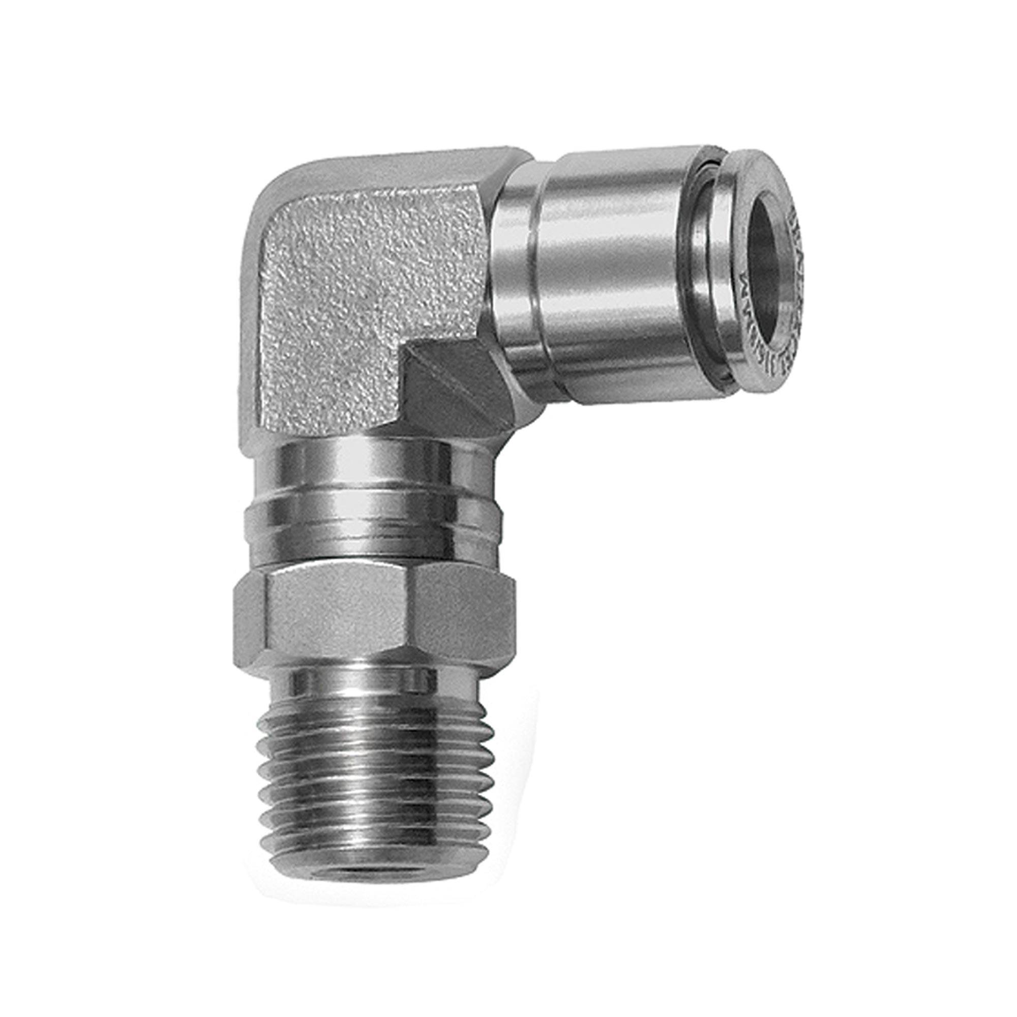RIEGLER L-Steckverschraubung, drehbar, R 1/4 a., für Schlauch-Außen-Ø 12 mm, Arbeitsdruck -0,98 - 20 bar, Edelstahl 1.44-0