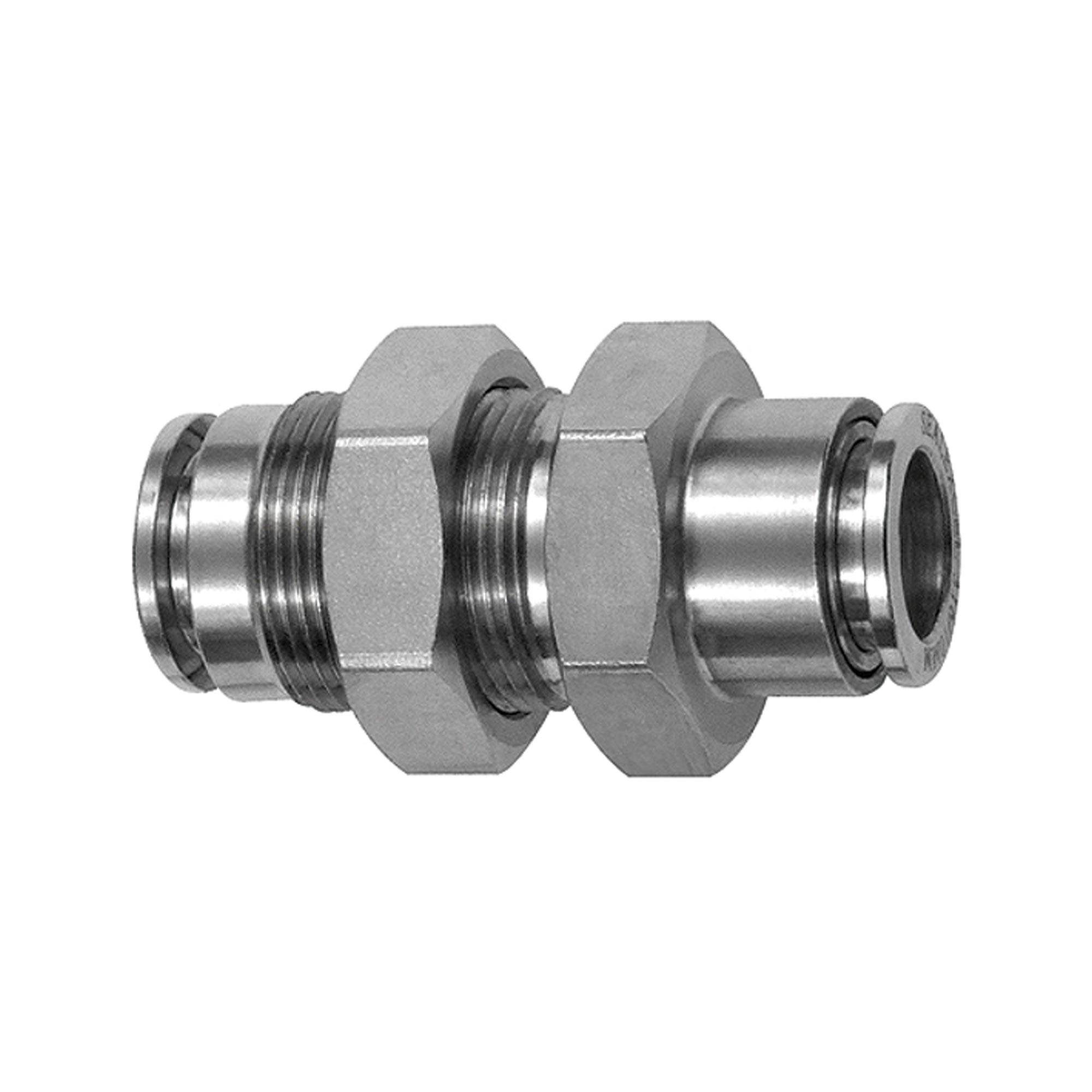 RIEGLER Gerade Schott-Steckverbindung, M14x1,0, für Schlauch-Außen-Ø 6 mm, Arbeitsdruck -0,98 - 20 bar, Edelstahl 1.4404-0
