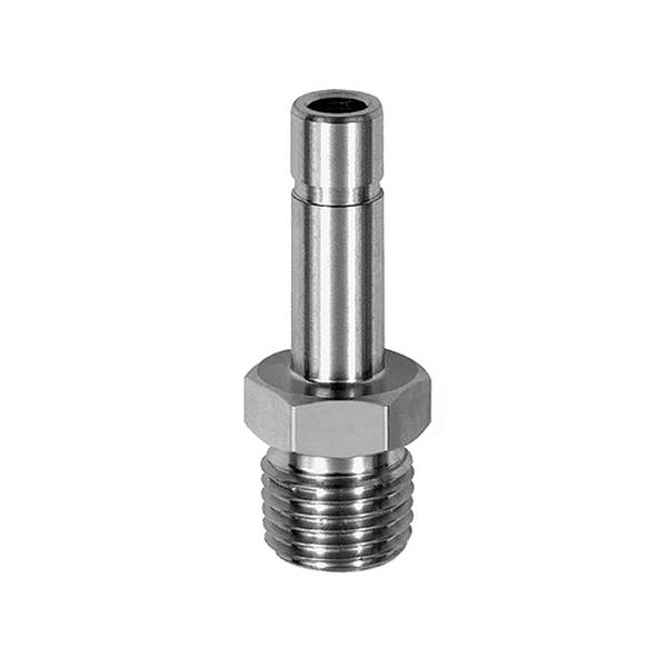 RIEGLER Gewinde-Stecknippel, R 1/8 a. , Stecknippel 6 mm, Edelstahl 1.4404.  Für den Einsatz in aggressiveren Umgebungen