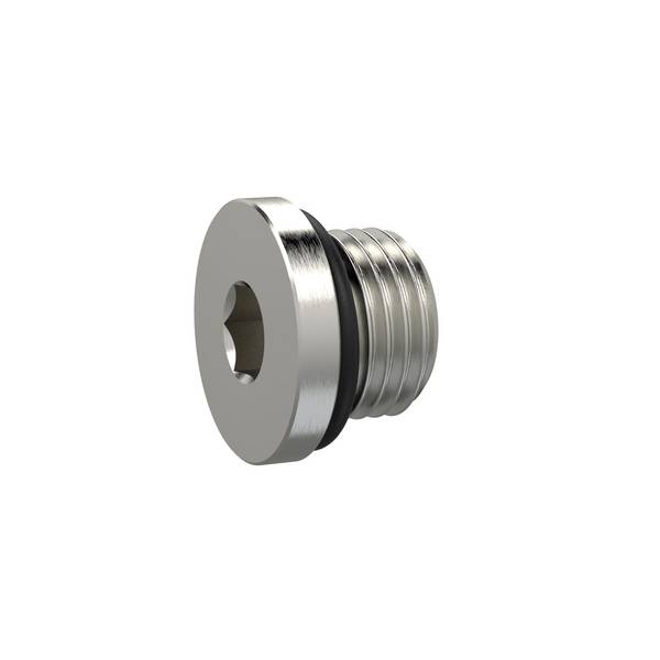 RIEGLER Verschlussschraube, Innensechskant 3 mm, G 1/8, NBR O-Ring, Messing vern., Arbeitsdruck max. 25 bar, Betriebstem