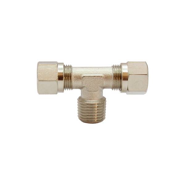 RIEGLER T-Einschraubverschraubung, R 3/8 a., Rohr-Außen-Ø 12 mm, SW 15, SW1 22, Betriebsdruck max. 60 bar, Temperatur ma