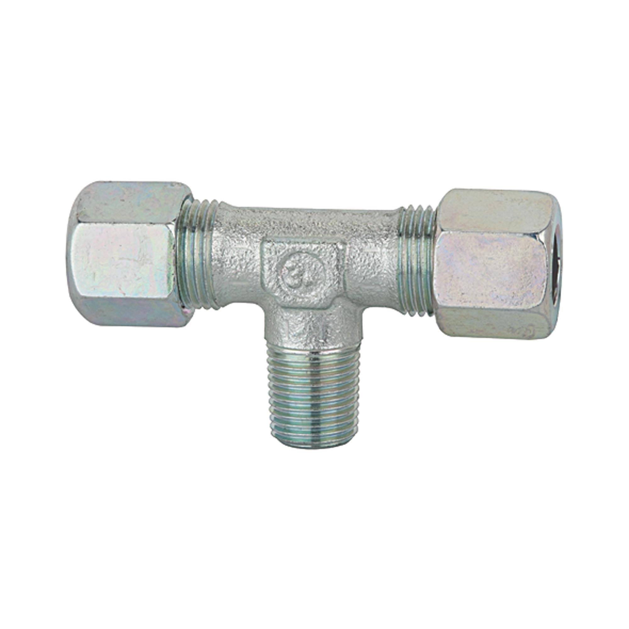 RIEGLER T-Einschraubverschraubung, R 1/8 a., Rohr-Außen-Ø 4 mm, PN bar 100, SW1 10, SW2 9, Stahl verzinkt. T-Einschraub-0