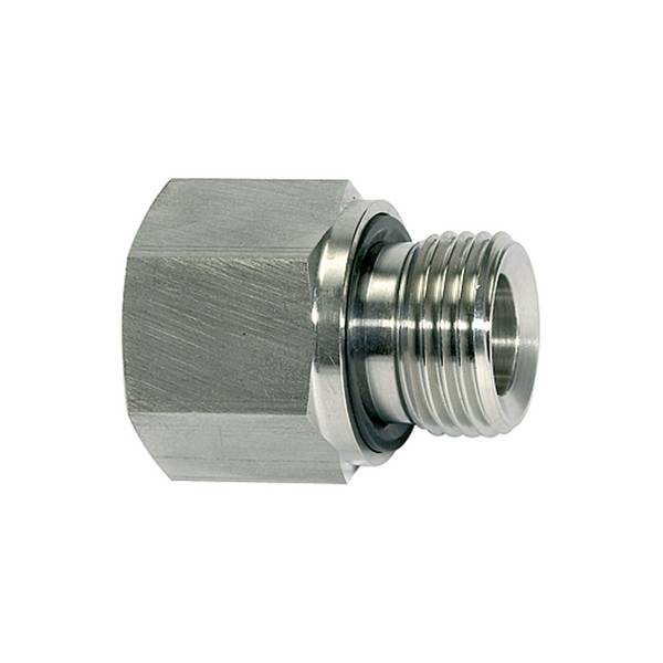 RIEGLER Lange Wechselreduzierung, Weichdichtung, G 3/4 a., G 1/2 i., PN max. 315 bar, Edelstahl 1.4571.  Ausführung mit