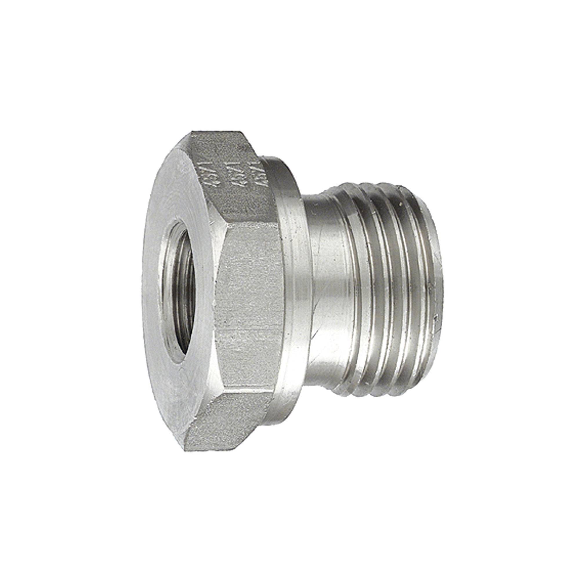 RIEGLER Kurze Wechselreduzierung, G 1 1/2 a., G 1 i., PN max. 250 bar, Edelstahl 1.4571. Geeignet für Druckluft, Flüssi-0