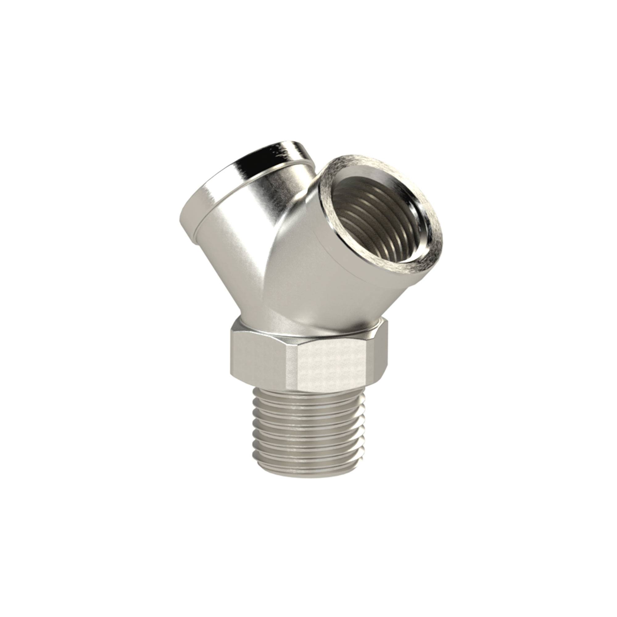 RIEGLER Verteiler, 2fach, Außengewinde R 1/8, Abgänge 2 x Innengewinde G 1/8, MS vernickelt, Betriebsdruck max. 60 bar,-0