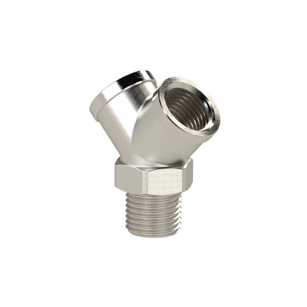 RIEGLER Verteiler, 2fach, Außengewinde R 1/2, Abgänge 2 x Innengewinde G 1/2, MS vernickelt, Betriebsdruck max. 60 bar,