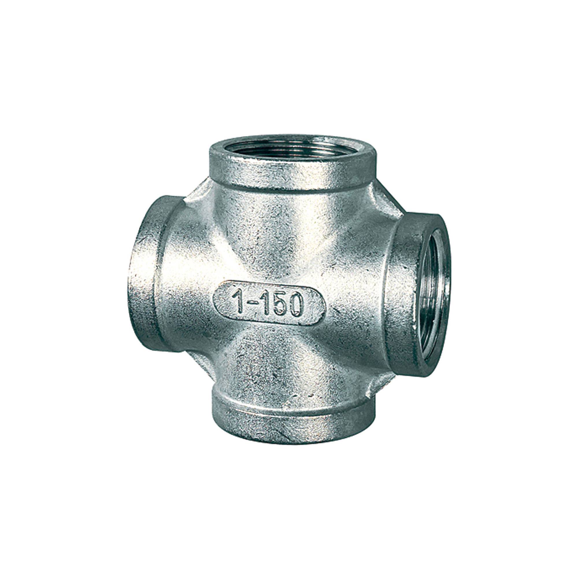 RIEGLER Kreuzverteiler, 4 x innen, Rp 1/2, Betriebsdruck max. 20 bar, Betriebstemperatur max. 175 °C, Edelstahl 1.4408.-0